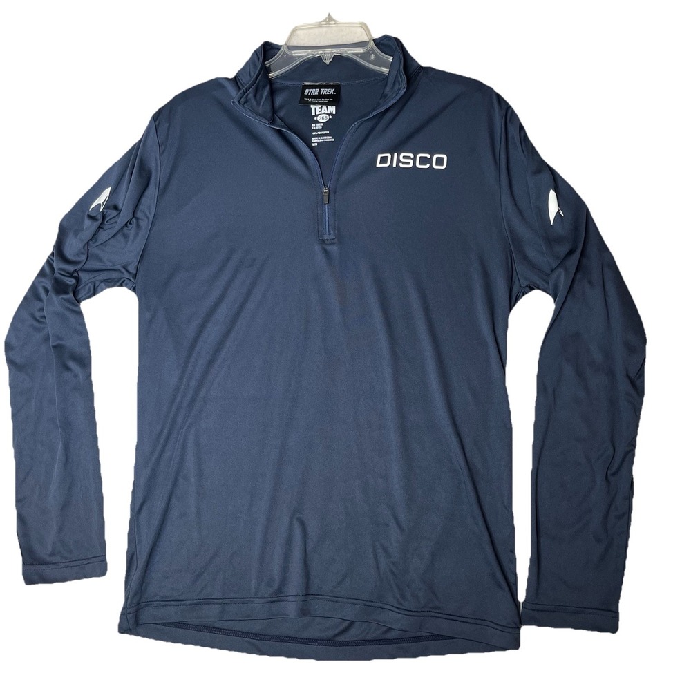 Star Trek Team 365 Disco 1/4 Zip Athletic Long Sleeve Shirt Black M Nerd Space